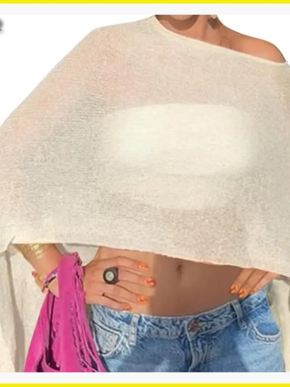 Sheer Crochet Drop Shoulder Poncho Sweater Top Summer Beach Cover Up Boho